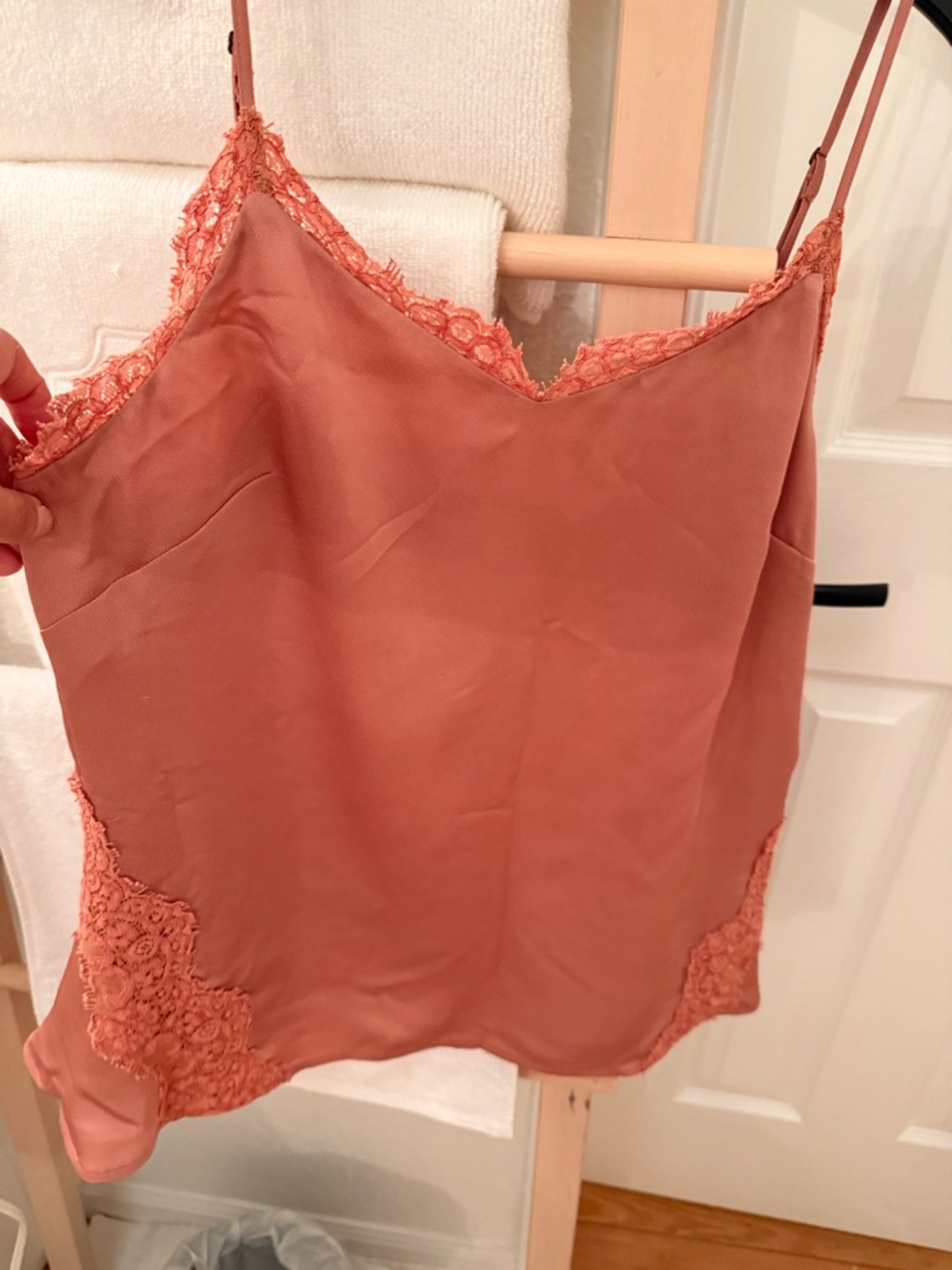Banana Republic Dusty Rose Lace-Trim Satin Cami